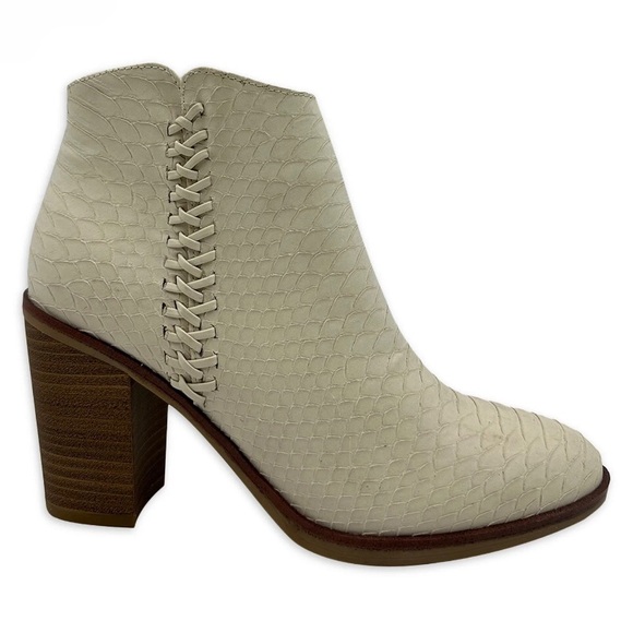 MIA GIRL Womens Ankle Boots Size 8.5M Ivory Dusky Python Look Side Zipper New - Picture 13 of 16